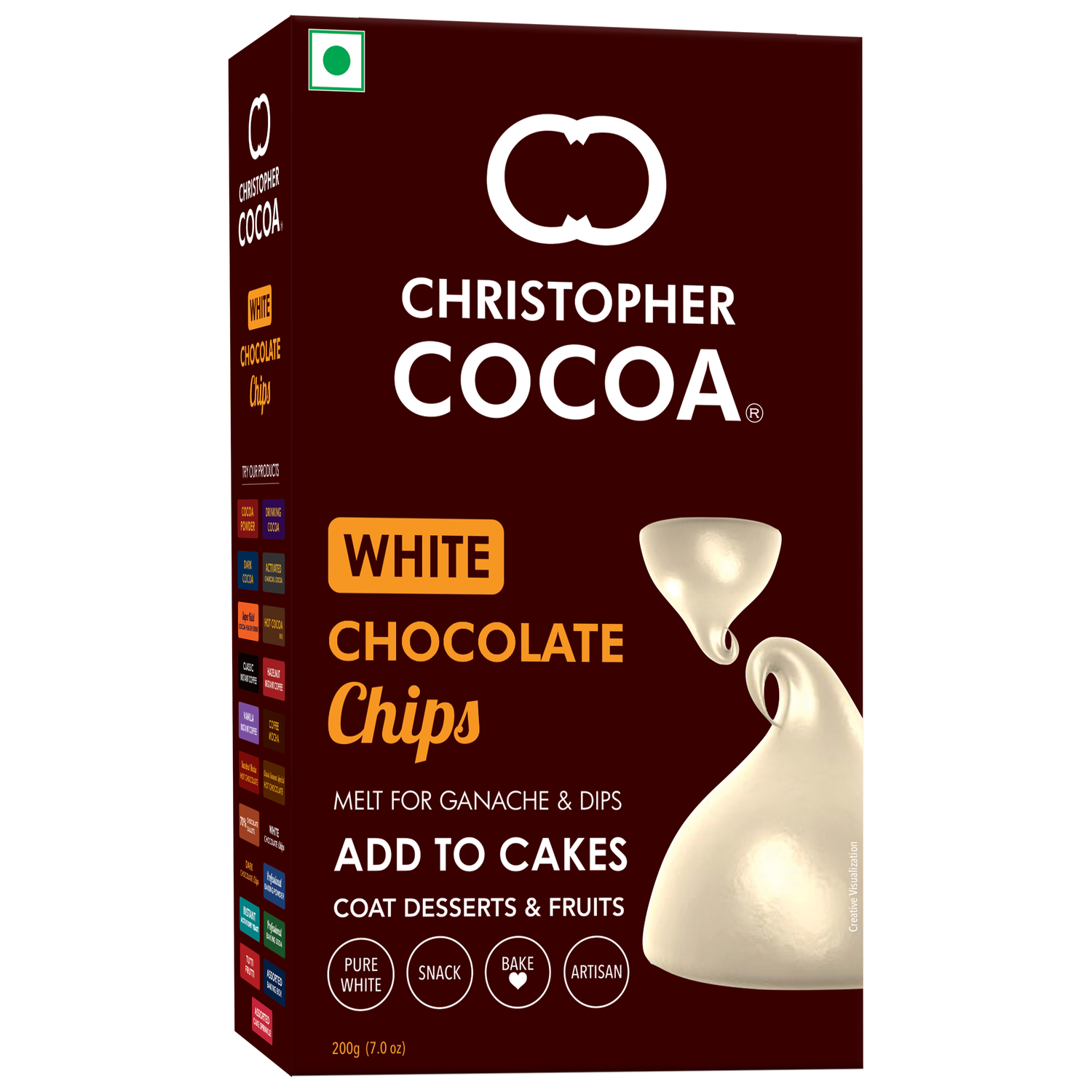 White Chocolate Choco Chips 200g (Snack, Topping Ice Cream, Cakes, Baking) 