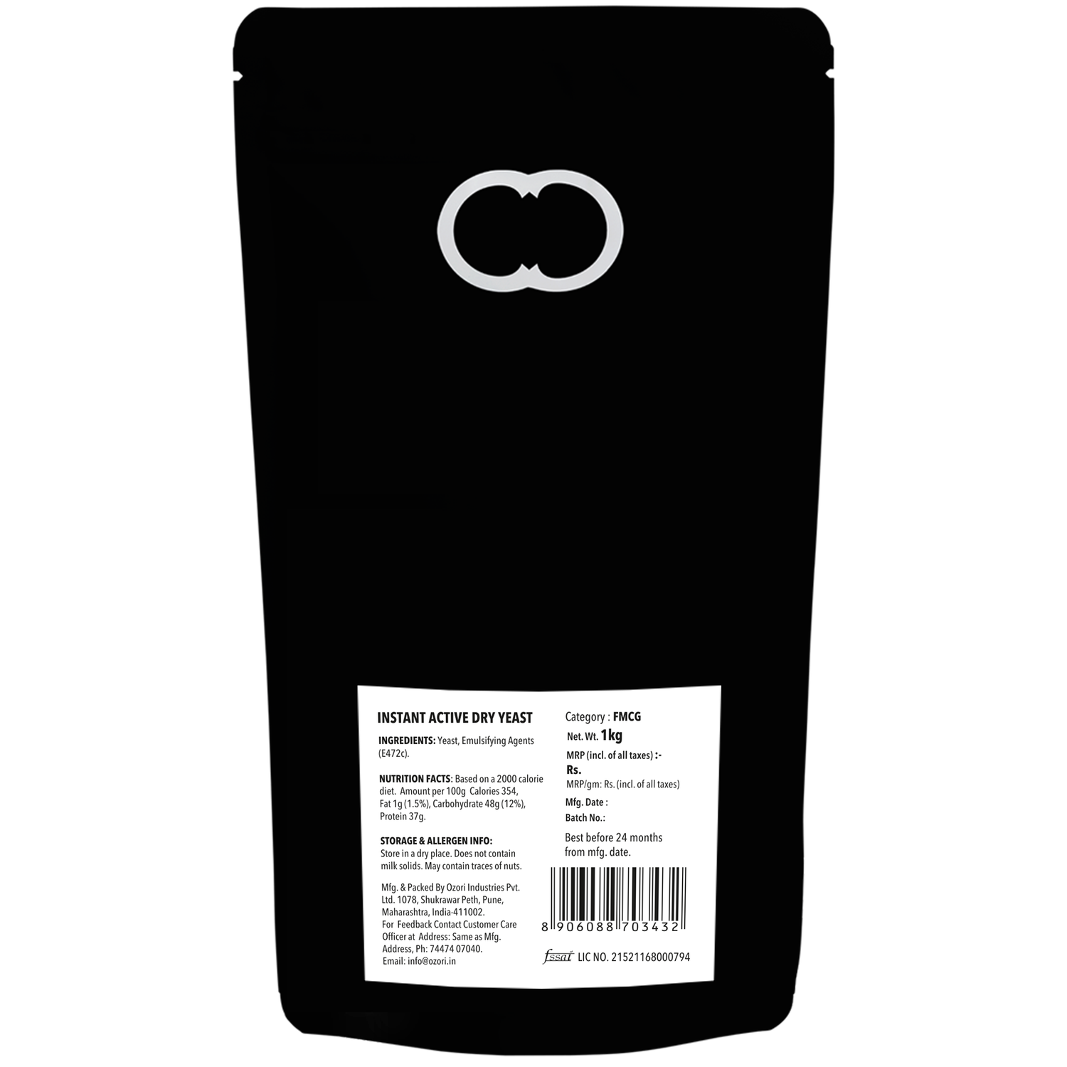 Instant Active Dry Yeast 1Kg (Bake Bread, Cake, Pizza, Dough) 
