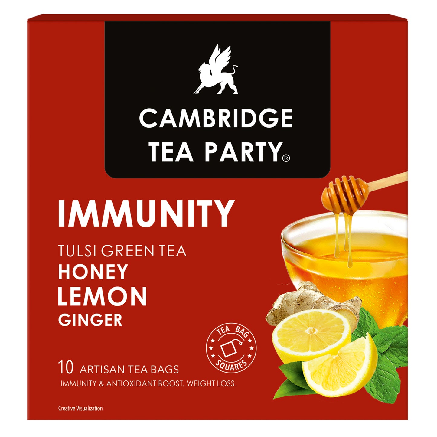 Immunity, Honey Lemon Ginger Tulsi Green Tea, 10 Tea Bags 