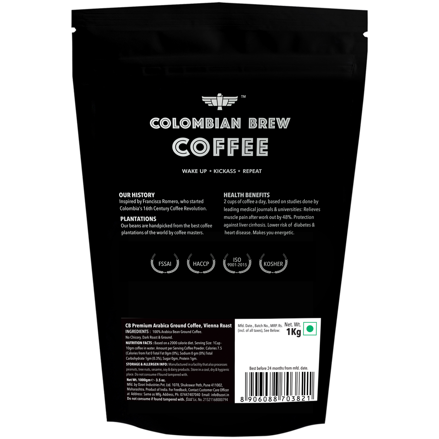 Premium Arabica Ground Coffee, Vienna Roast, 1kg 