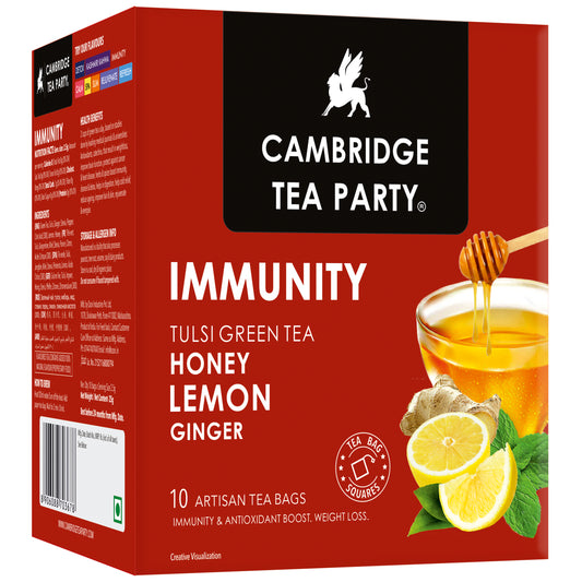 Immunity, Honey Lemon Ginger Tulsi Green Tea, 10 Tea Bags 